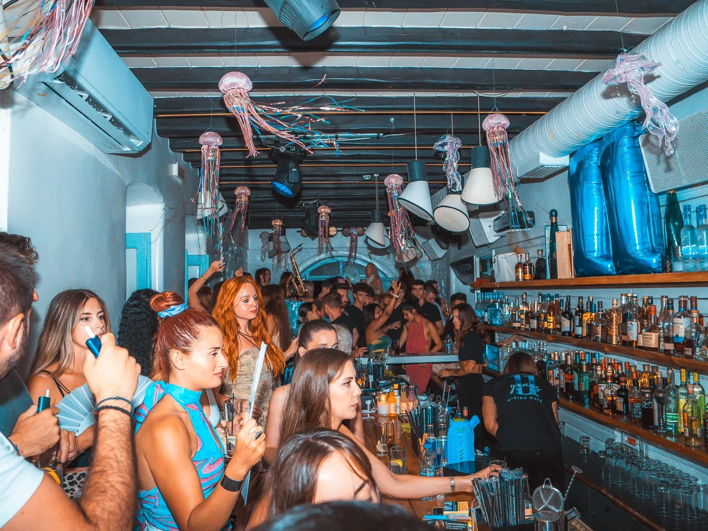 The bar at BAO'S packed with guests late at night